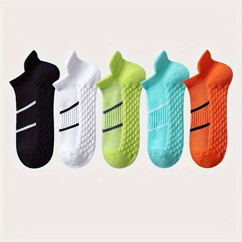 5 Pairs Pink And Mint Green And Orange And Fluorescent Green And Black High Elastic Socks