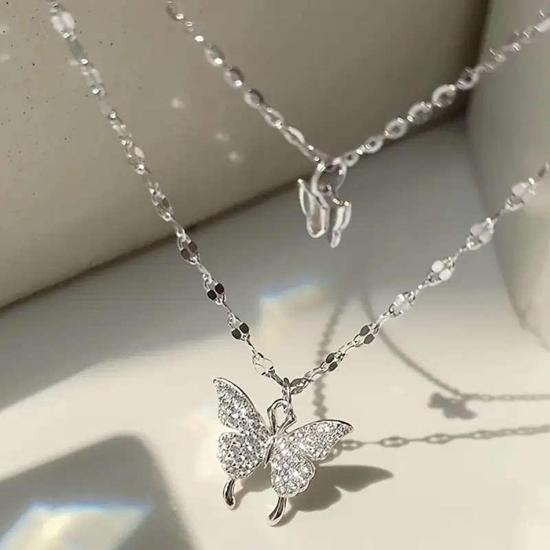 Stainless Steel Necklace Double-Layer Butterfly