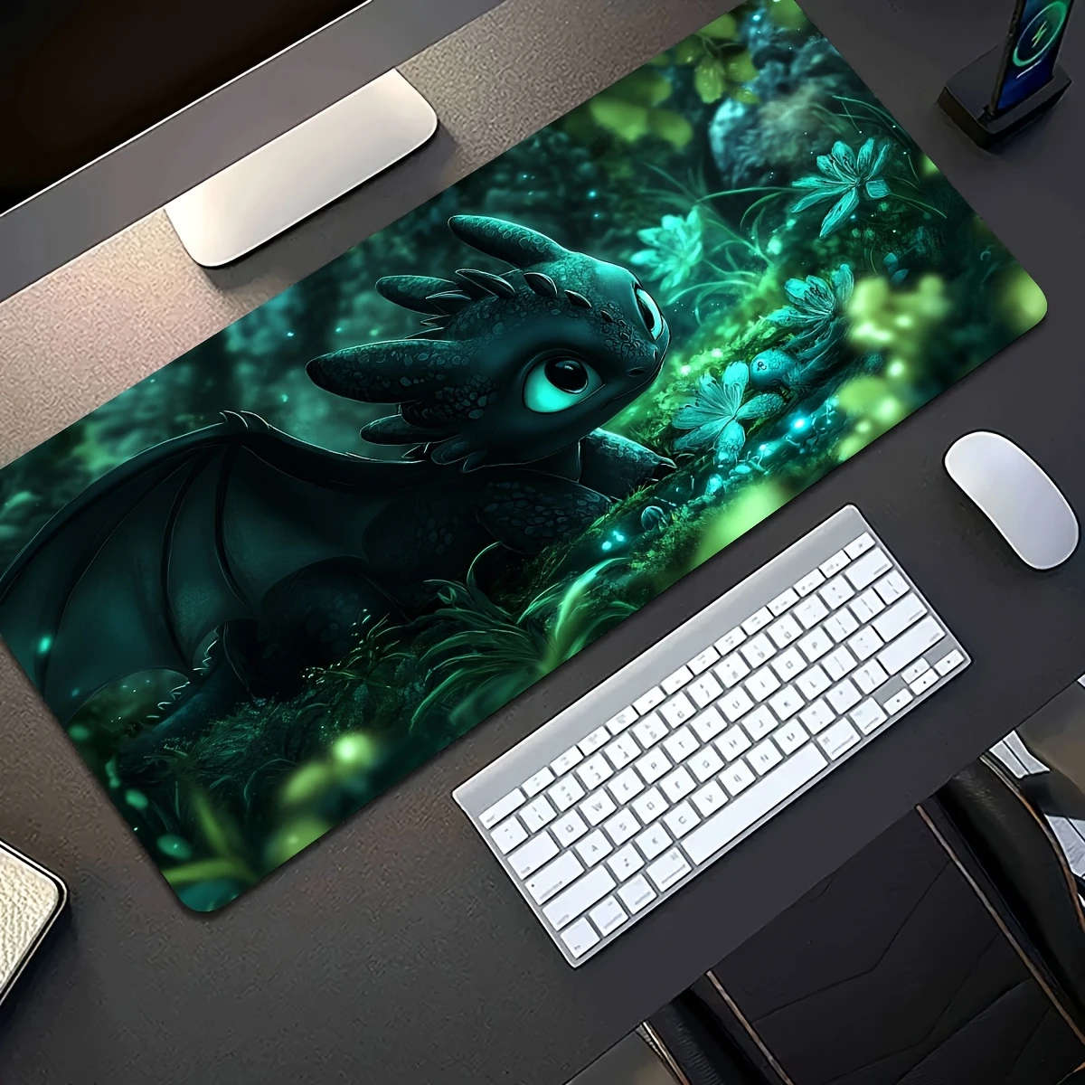 30x60cm Fluffy Green Forest Dragon Mouse Pad Soft Touch Office Desk Accessory