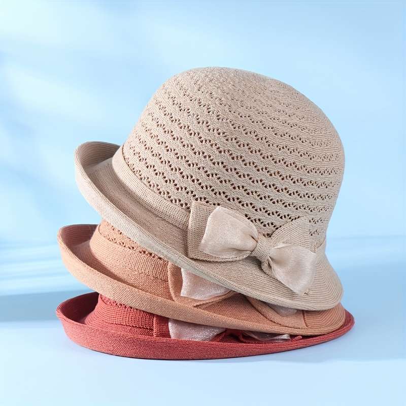 Elegant Women'S Fedora Sun Hat Stylish Versatile Sun Protection Polyester Hand-Washable