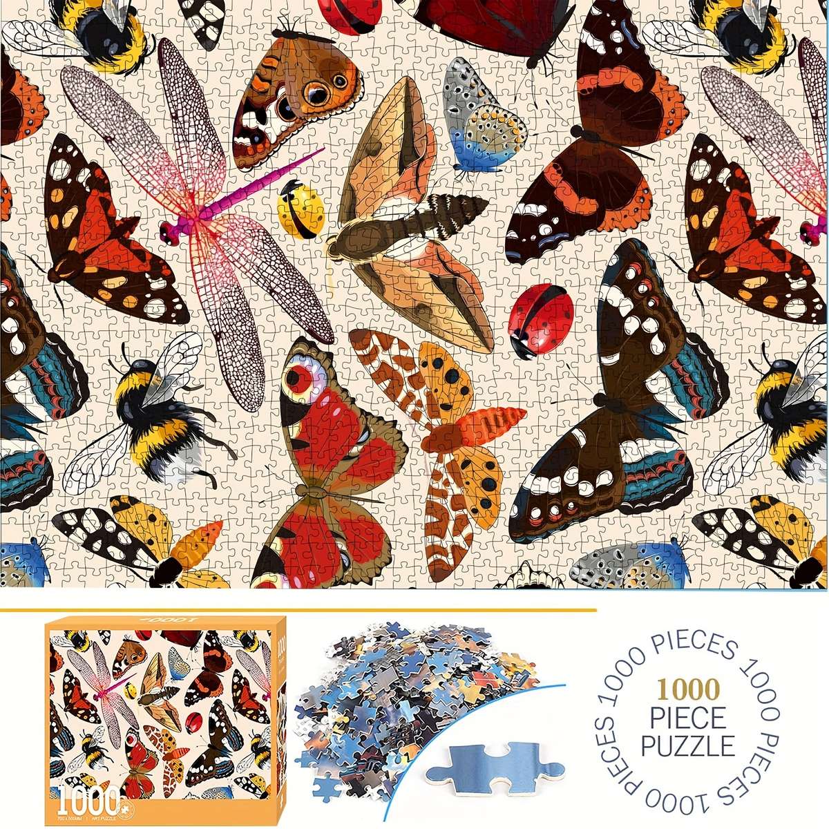 1000pcs Insect World Puzzles Thick and Durable Seamless Jigsaw Puzzles for Adults P