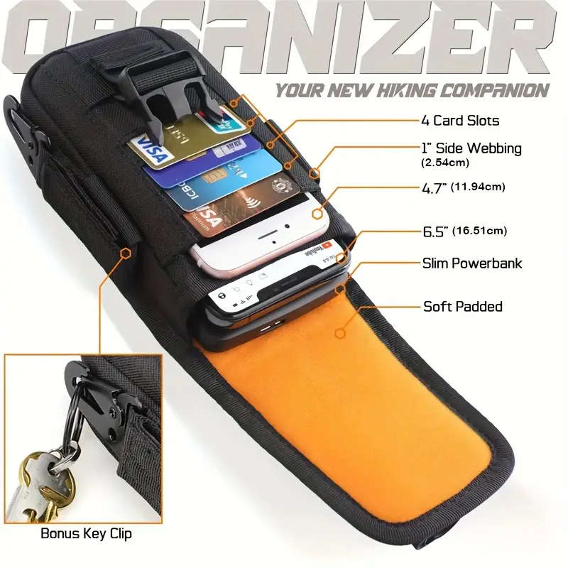 Water-Resistant Nylon Tactical Phone Pouch with Belt Clip and American Flag Patch Durable Outdoor