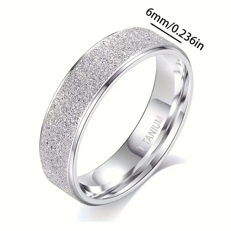 Titamium Mens Stylish 6 mm Wide Ring with Sparkling Crystals