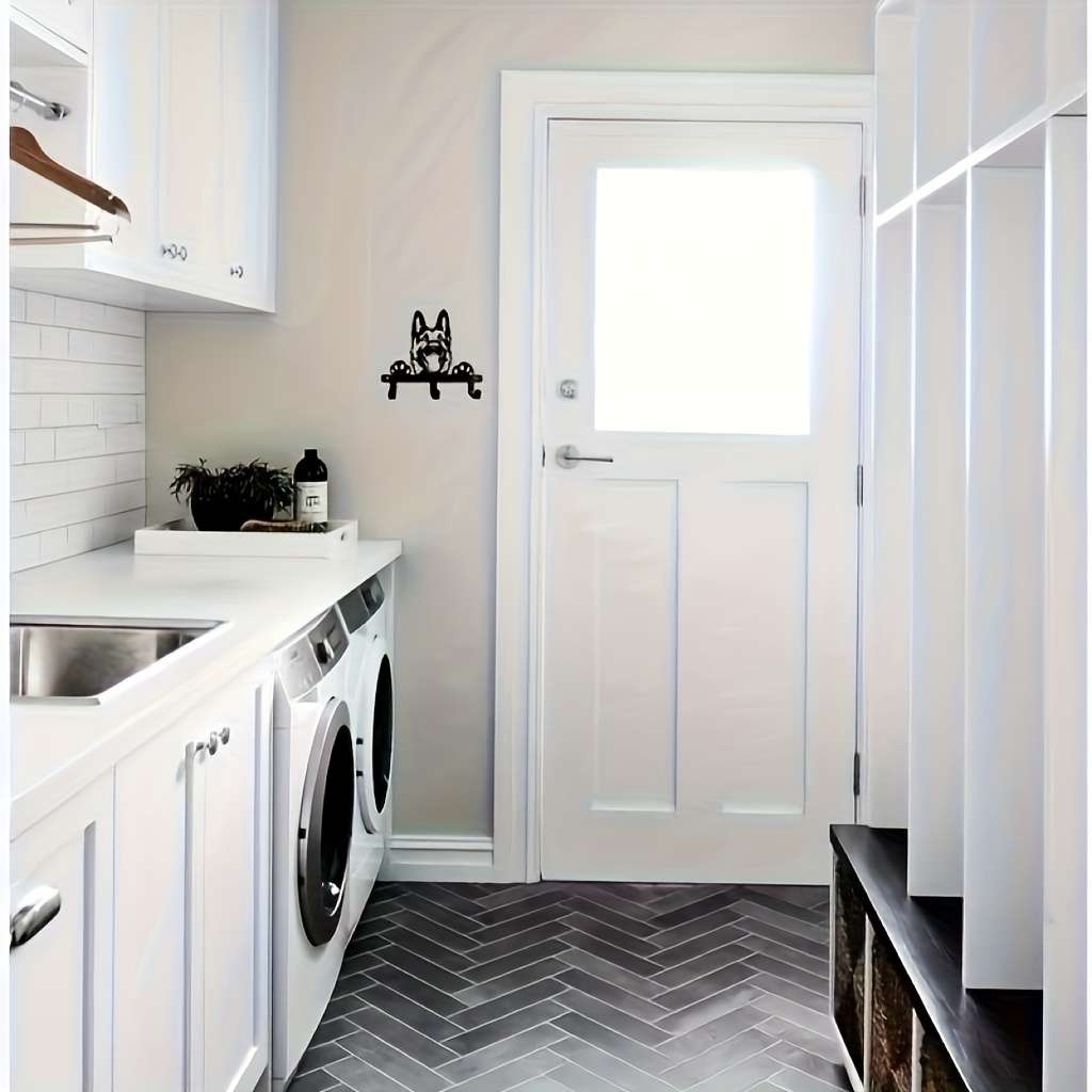 German Shepherd Metal Wall HookEasy Install Black Coated Key  Leash Holder for Kitchen Bathroo