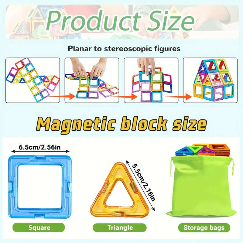 Large Magnetic Building Set - 3D STEM Learning & Creative Construction - Ideal Birthday Gift - Fun,