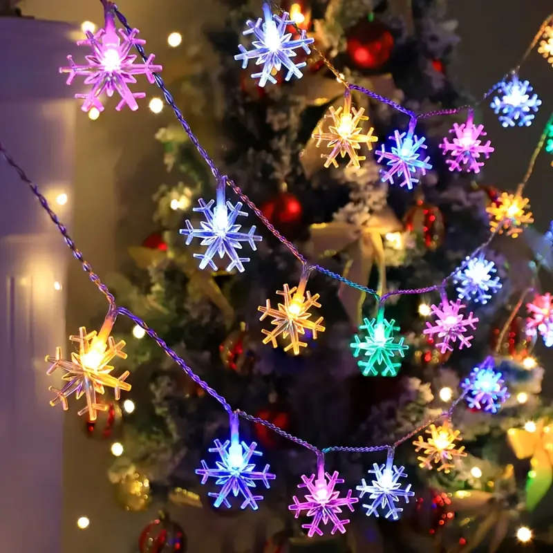 LED Snowflake Light Strings Warm Light 600cm