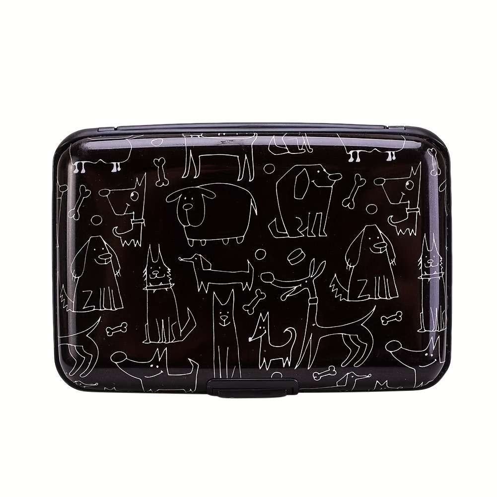 Rong Ren Hui Modern Egyptian-Inspired Line Art Rfid Blocking Aluminum Wallet Compact Metal Ca