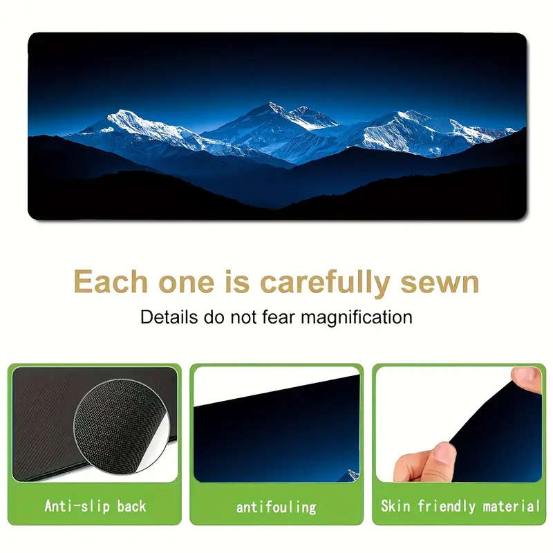 1pc 30x60cm Rugged Snow Mountain Rubber Non-Slip Mouse Pad Office Desk Accessory