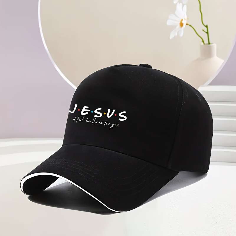 Adjustable Baseball Cap With 'Jesus' Print Lightweight Breathable Fabric Wide Brim