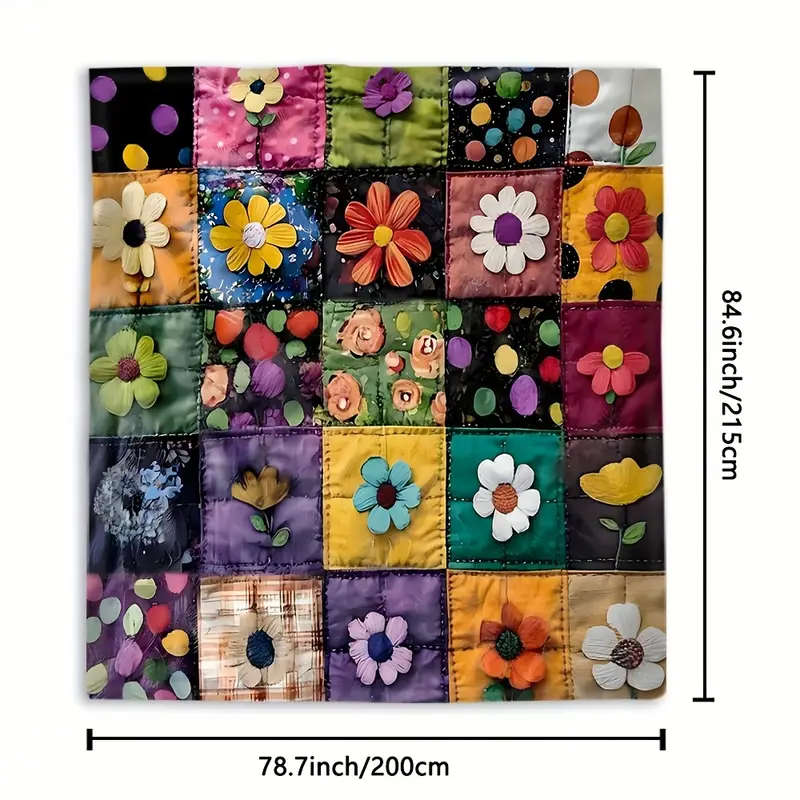 1 Handmade Floral Patchwork Throw Blanket 200CM*215CM