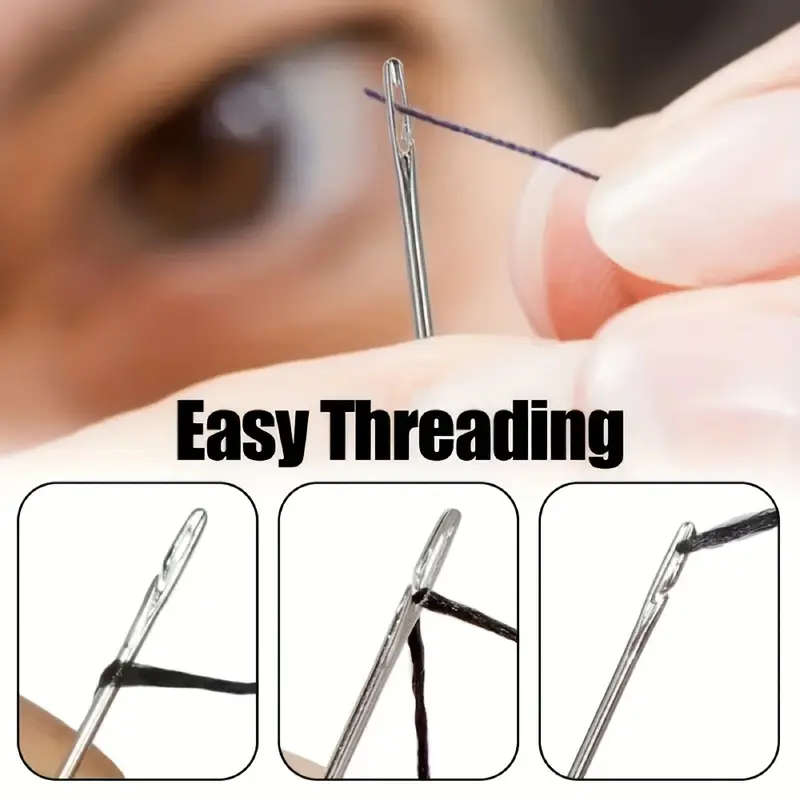 30pcs Self-Threading Needles Set Stainless Steel Automatic Threader For Elderly Blind Fast Sewing  K