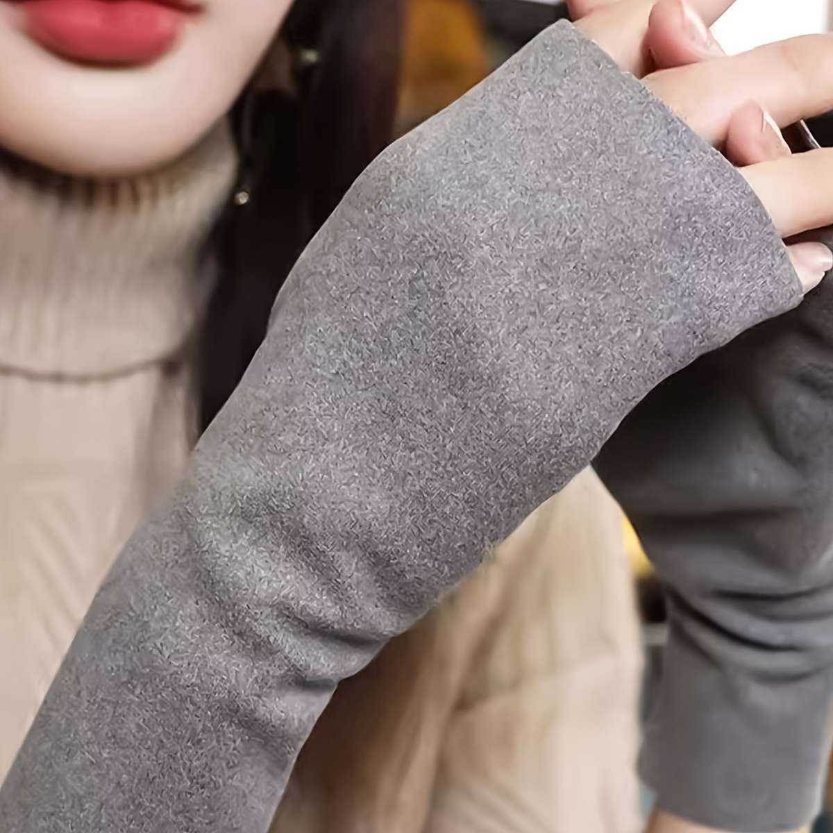 1 Pair Coffee Color One Size Warm Gloves