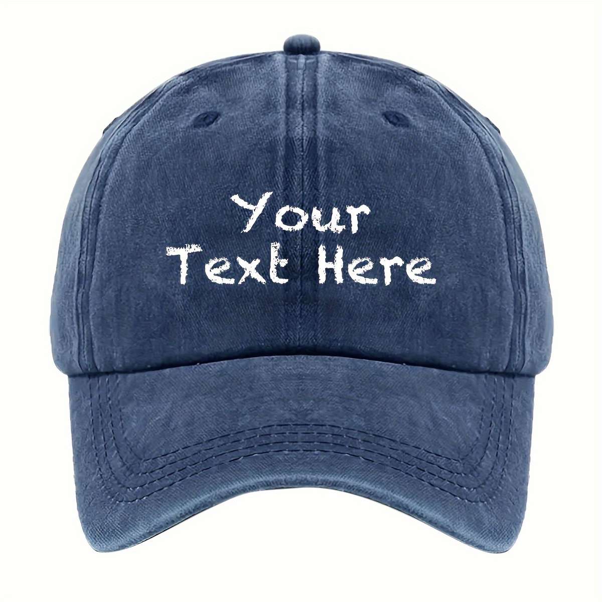 A Washable Fabric Baseball Cap With A Chalk-Style Font That Allows
