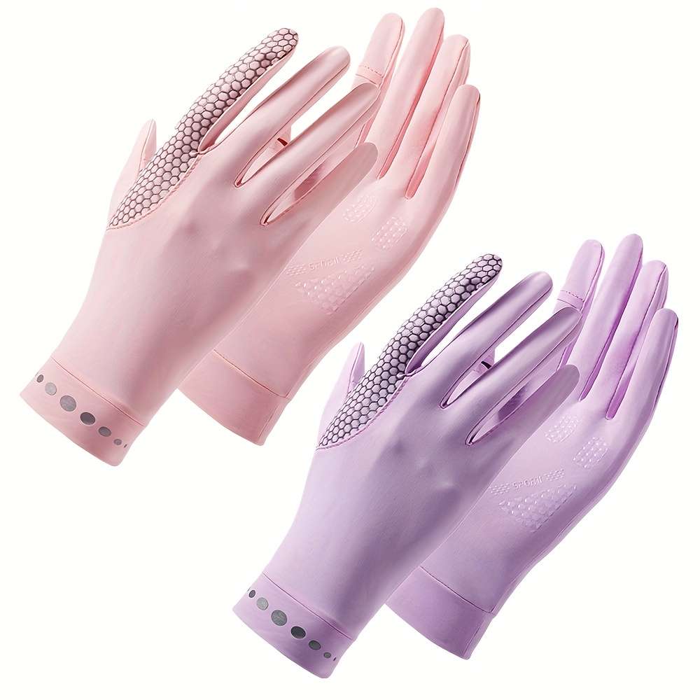 1 Pair Pink Purple One Size Summer Full Finger Gloves