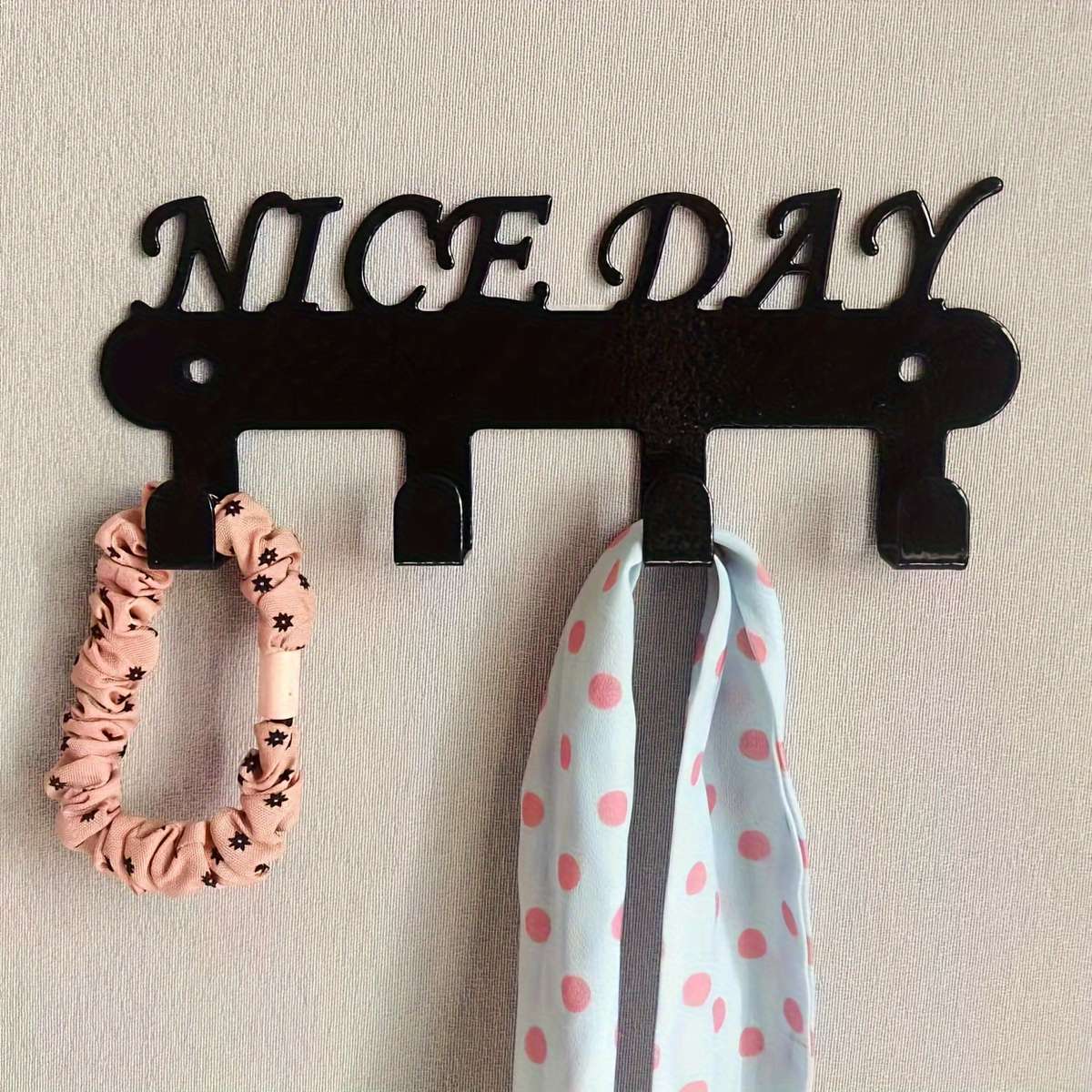 Festive Metal Key Hook with NICE DAY DesignWall Mountable Powder Coated Rust Resistant