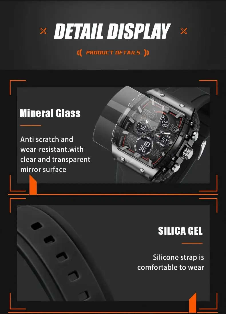 SMAEL Men's Stylish Digital Watch - All Black