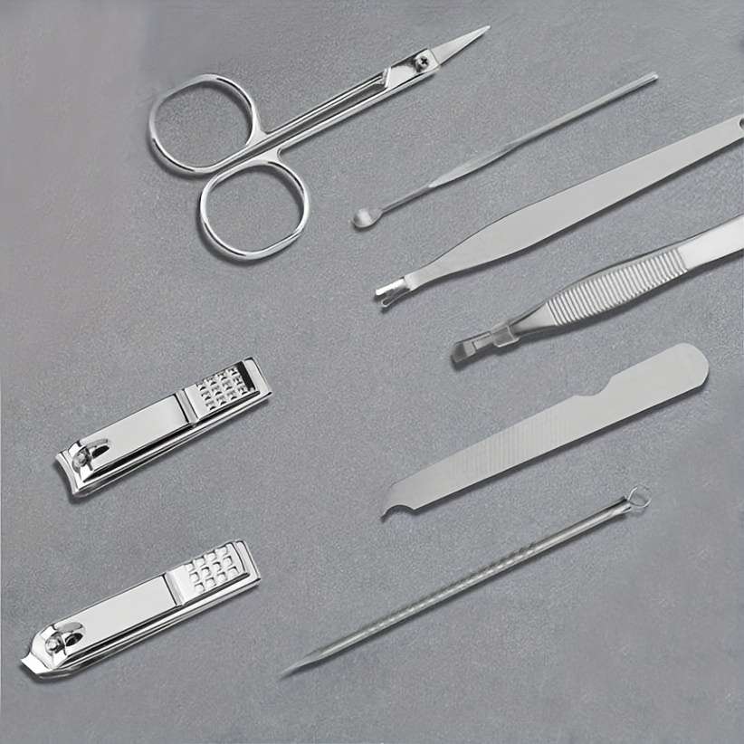 8pcs Stainless Steel Nail Clipper Set High-Quality Multi-Functional Tools for Nail Care Tra