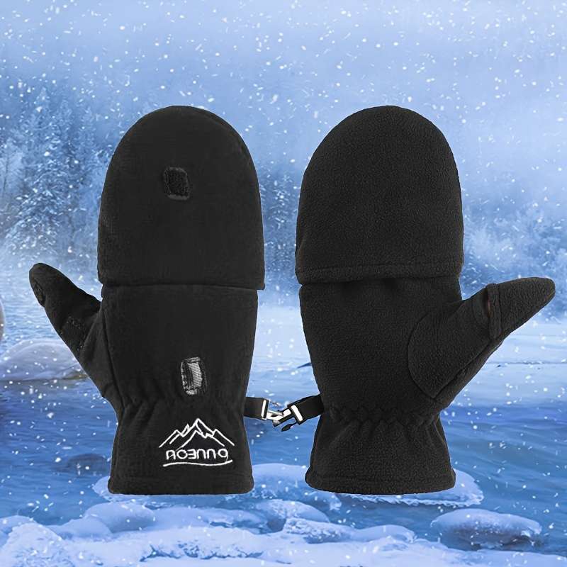 1 Pair Men Gray Warm Gloves