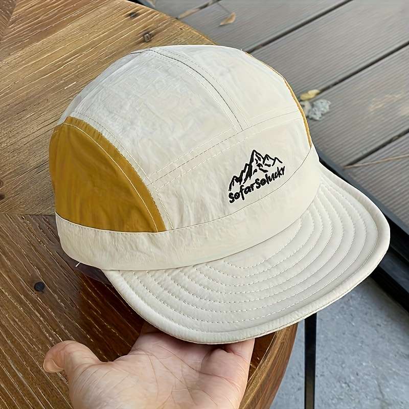 1pc A Men'S American Vintage Color-Blocked Five-Panel Cap Quick-Drying Soft-Top Duckbill Hat Tre