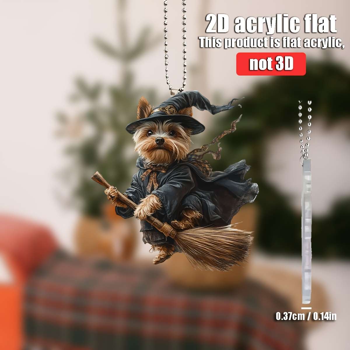 2D Flat Yorkshire Terrier Magician Acrylic Pendant