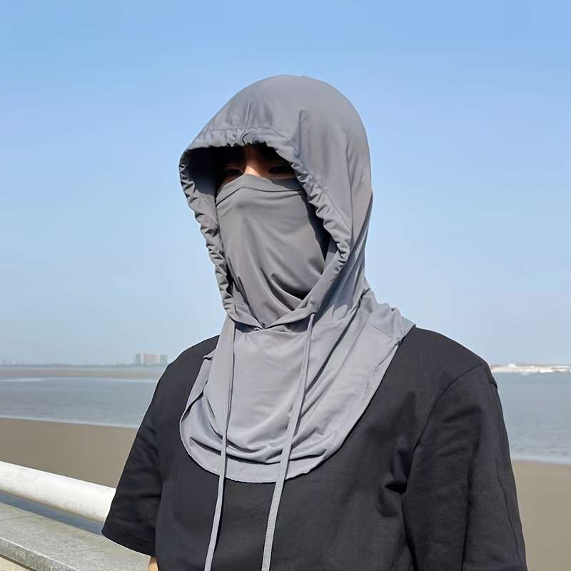Unisex Sunscreen Mask Hat With Neck Protection Full Face Uv Protection Breathable Polyester S