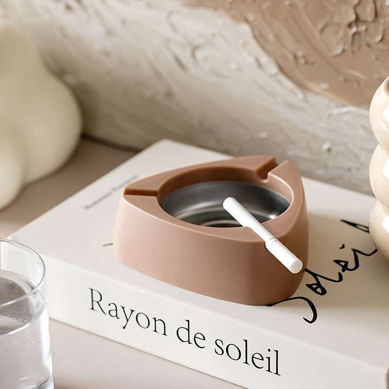 Modern Stainless Steel Cigarette Ashtray Portable Anti-Tip Windproof Rustproof Dropproof