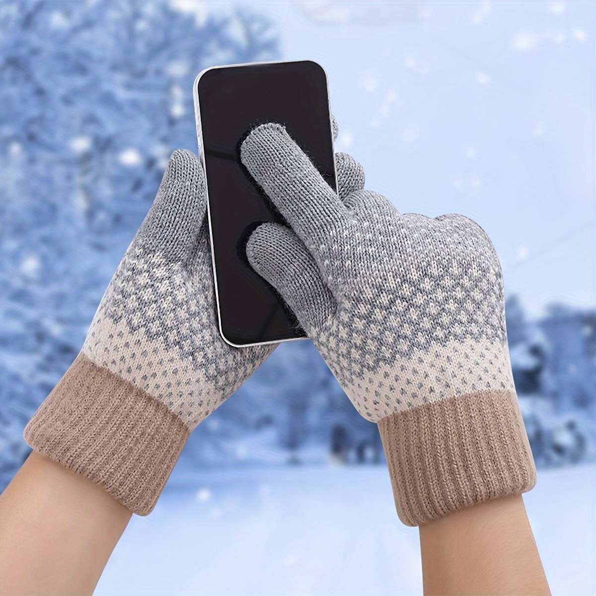 1 Pair Black Warm Gloves