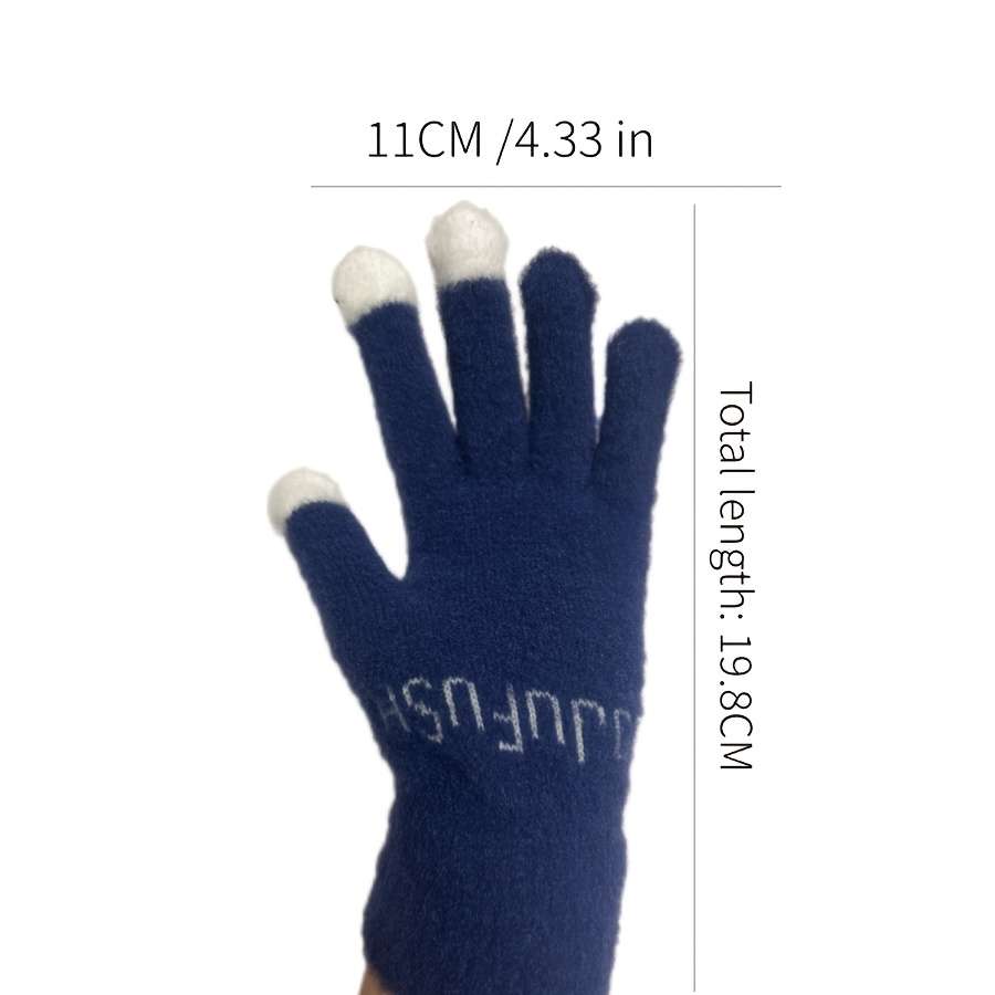 1 Pair Navy Blue Color Warm Gloves