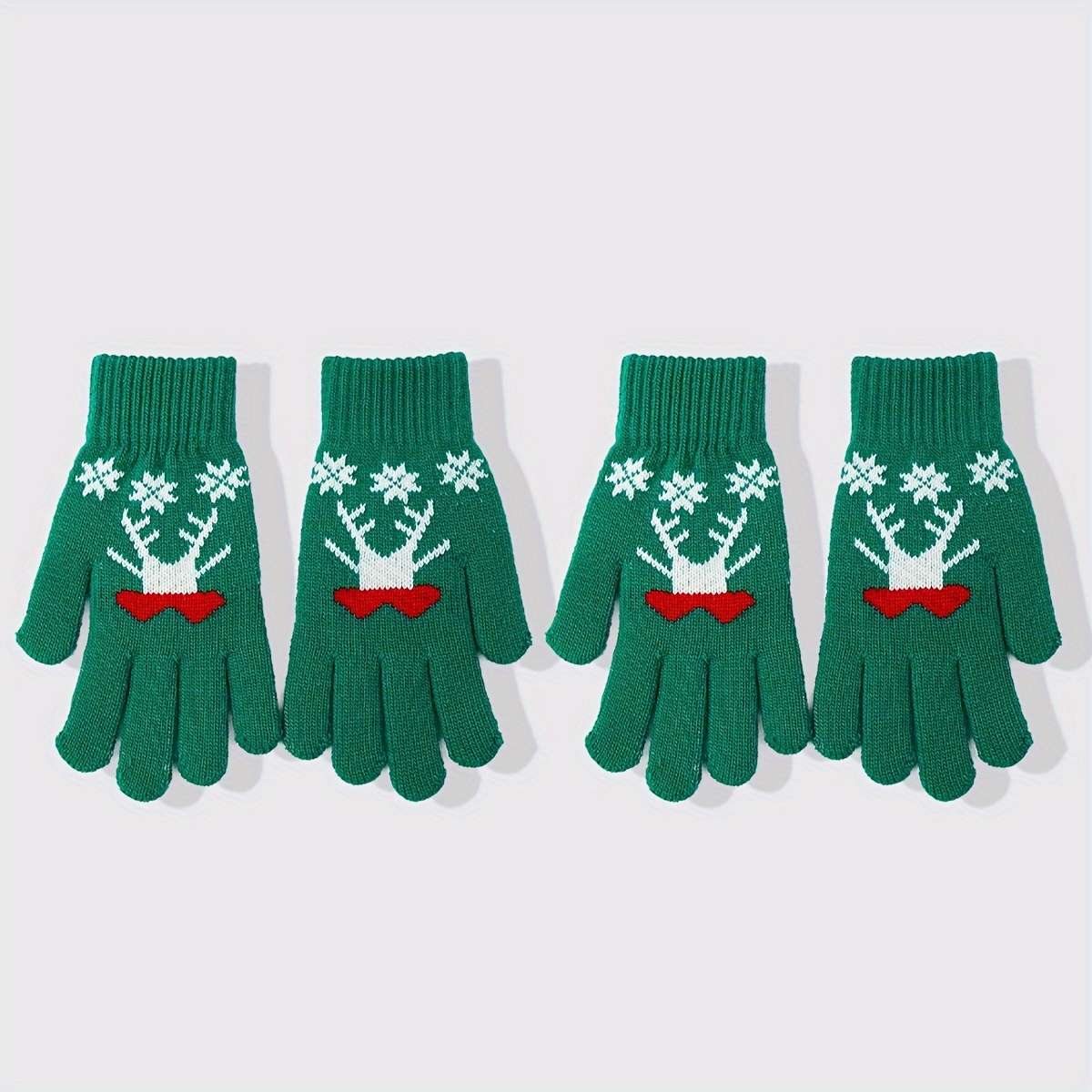 2 Pair Red Gloves One Size Warm Gloves