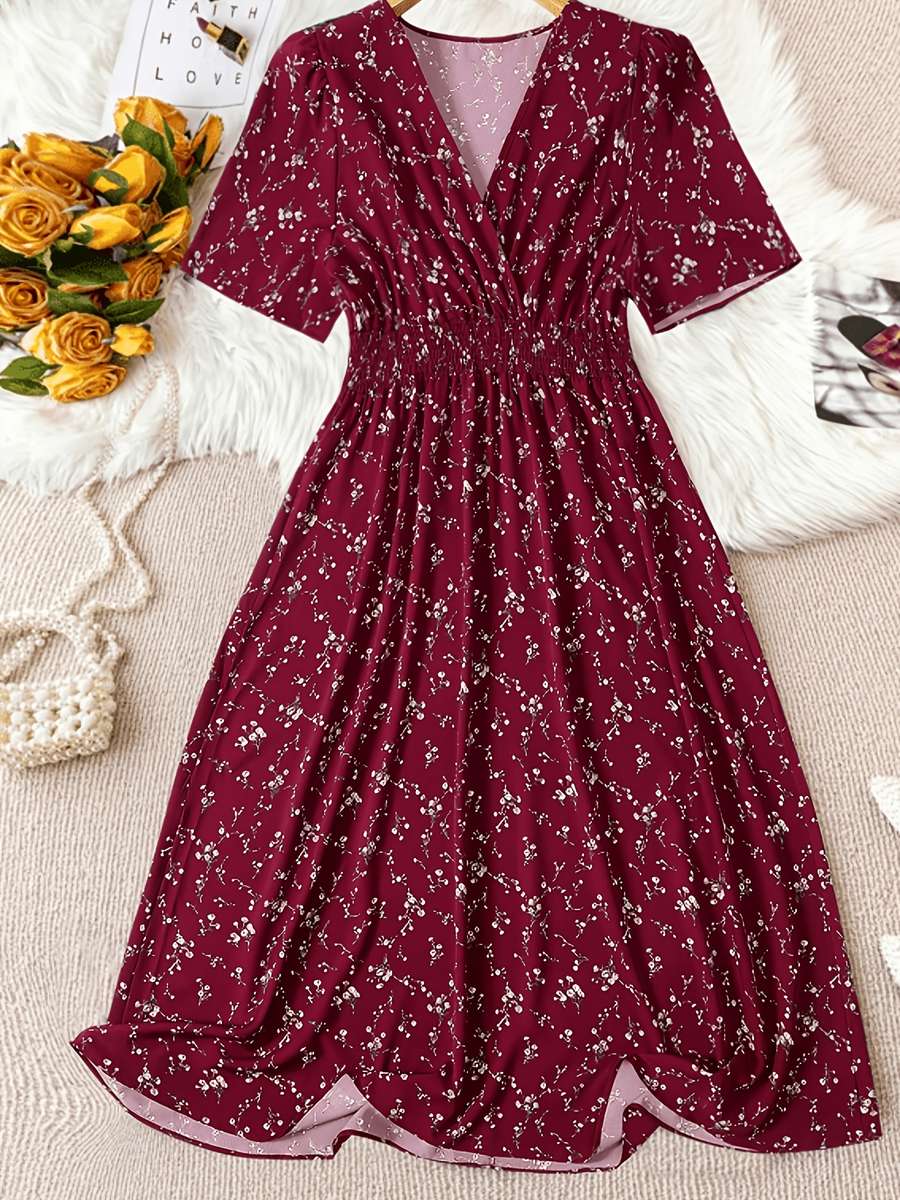 Women S Dress Color Deep Red Size 5Xl
