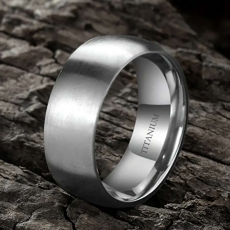 Titamium Men's Band Ring - Minimalist Modern design, Polished Metallic Finish