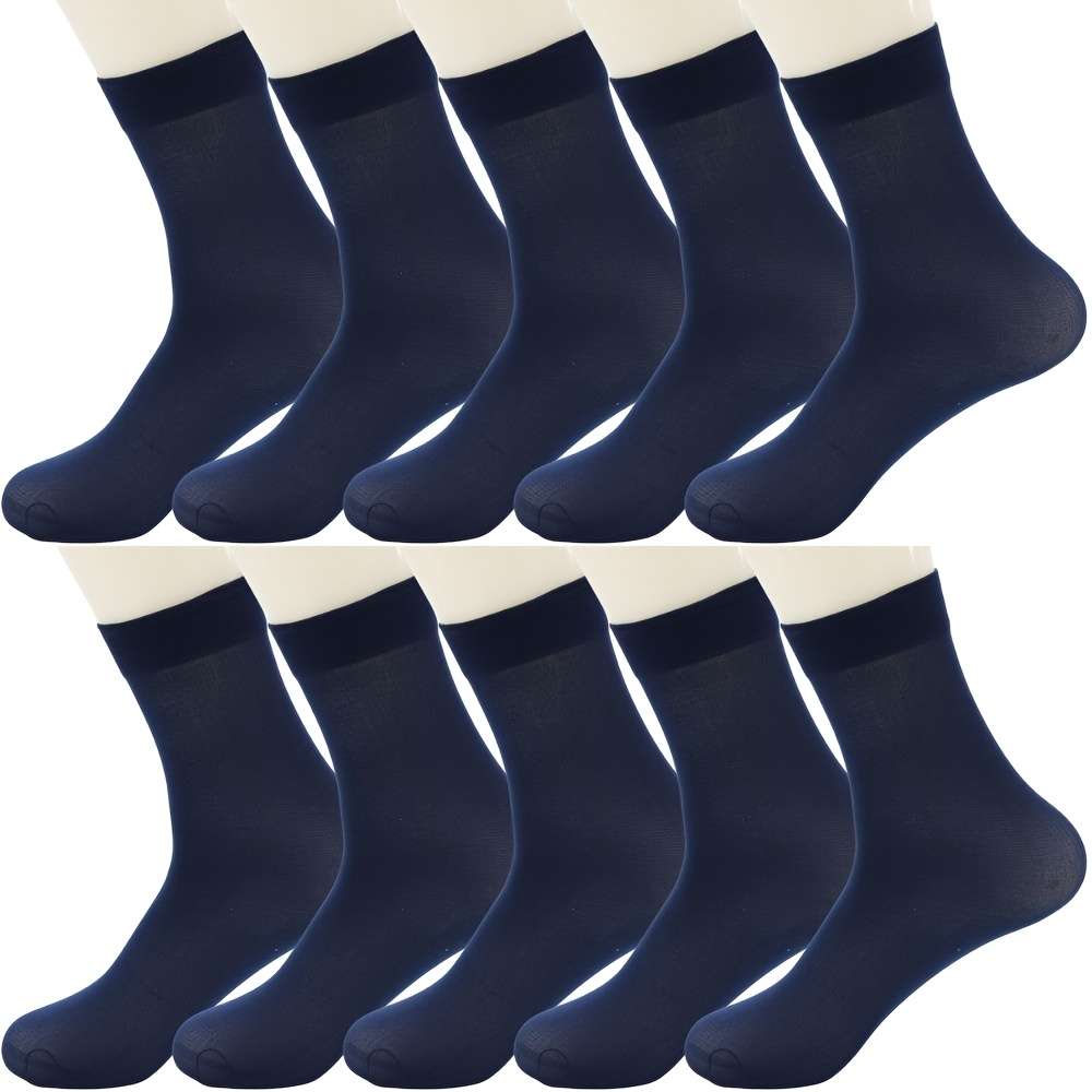 10 Pairs In Dark Blue One Size High Elastic Socks