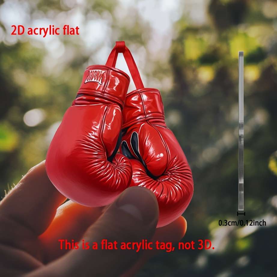 2D Flat Sporty Boxing Glove Acrylic Pendant Versatile Car Rearview Mirror Charm Keycha