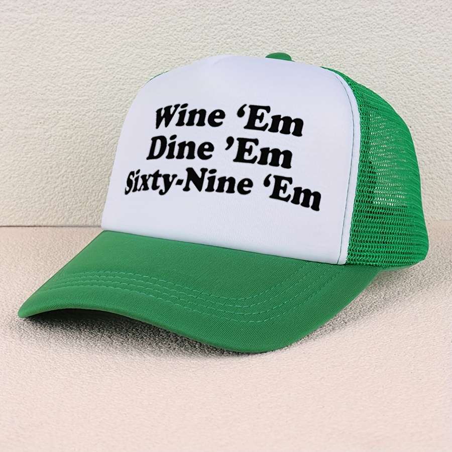 VERG Breathable Mesh Baseball Cap with Letter Print Adjustable Hand-Washable Polyester Truck