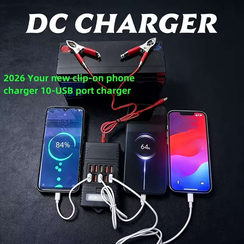 10USB Port Charger Multi-Function Fast Charging Connector Alligator Clip Charger
