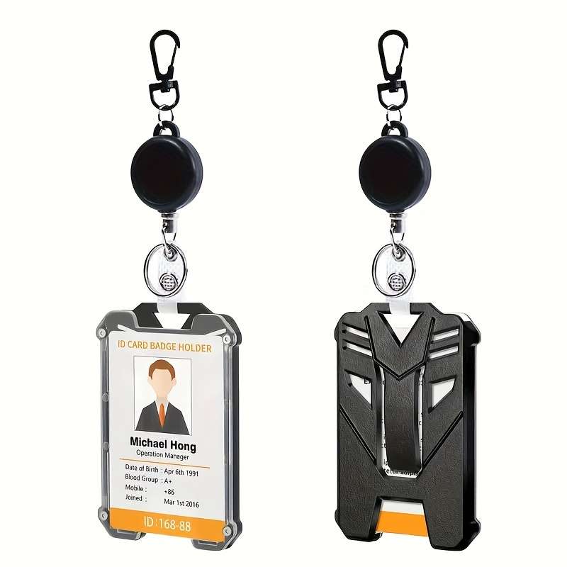 1pc Durable Plastic Extendable Work Pass Card Holder with ID Holder C Sleek Design for Office
