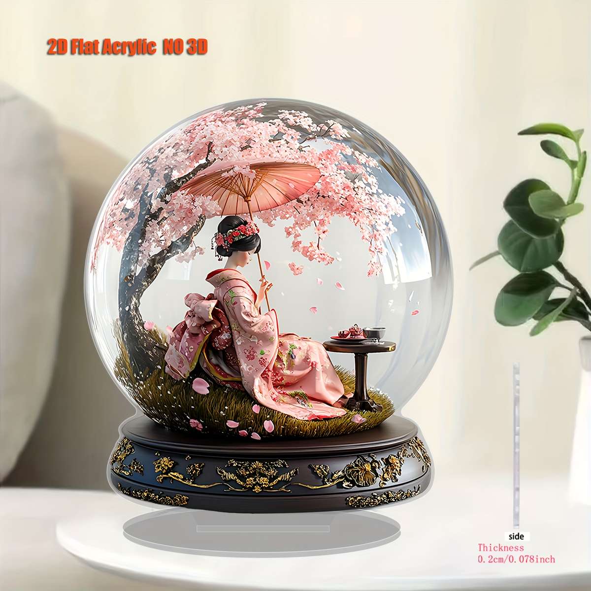 1pc 2D Flat    Charming Japanese Cherry Blossom Girl Acrylic Desktop Decoration Perfe