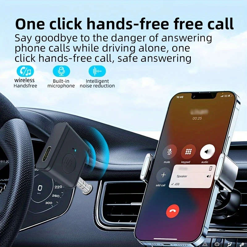 1Pc Bt Wireless 5.3 Aux Automotive 3.5Mm Adapter Audio Receiver Converter