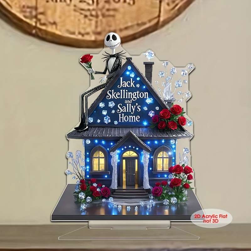 1pc 2D Flat  Acrylic Jack Skellington Sally'S Home Decor Romantic Mystical Family-Themed Table