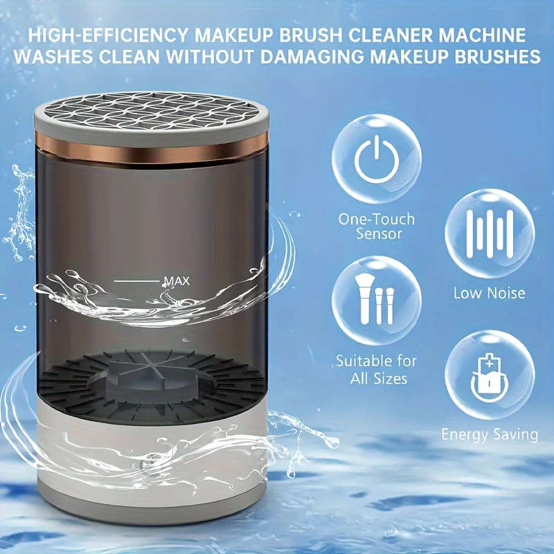 1pc USB-Powered Electric Makeup Brush Cleaner Dryer Automatic Spinning Design with Heating Function