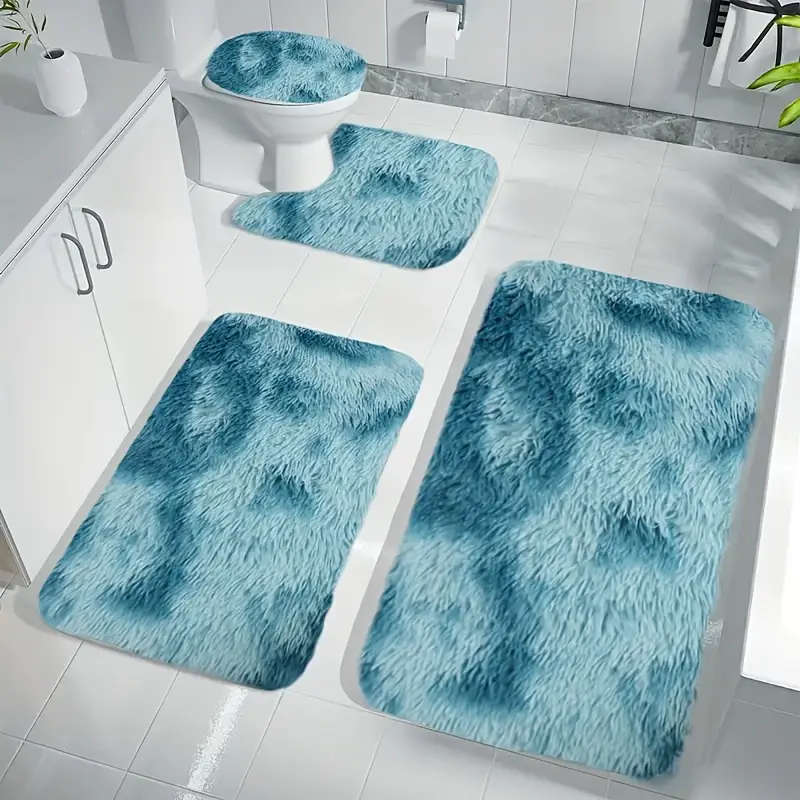 Soft Absorbent Non-slip Thick Polyester Bathroom Mat Set