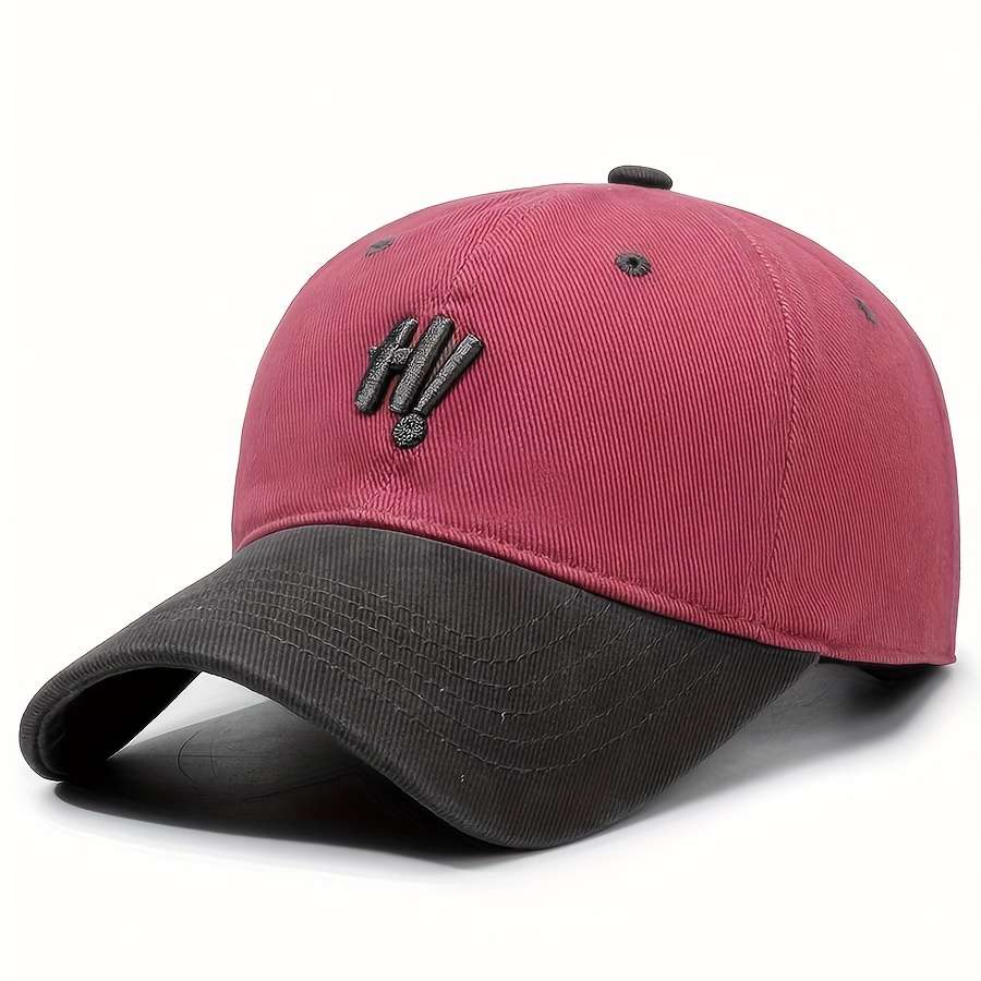 1pc Everyday Practicality Adjustable Two-Tone Baseball Cap with Embroidered Logo Lightweight Su