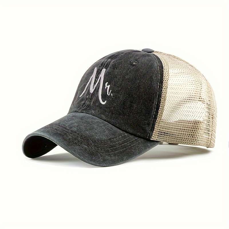 1pc Vintage Washed Baseball Cap with Embroidered Logo Breathable Adjustable Trucker Hat for All Se