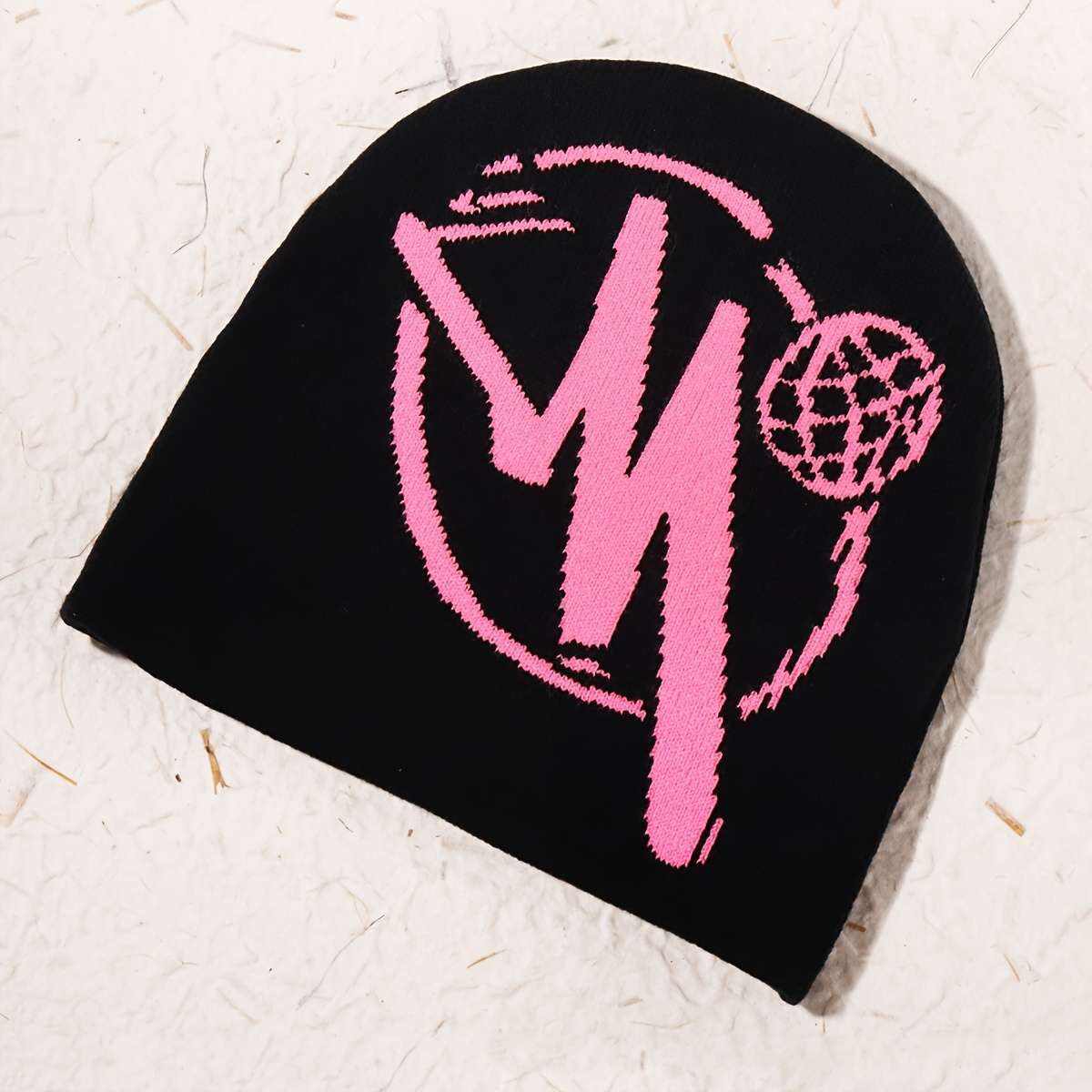 Festive Knit Beanie Hat with Bold 'M' Design Available in Multiple Colors
