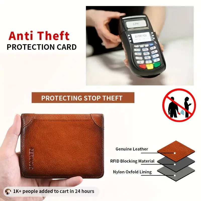 Men's Genuine Leather Wallet with RFID Blocking Protection