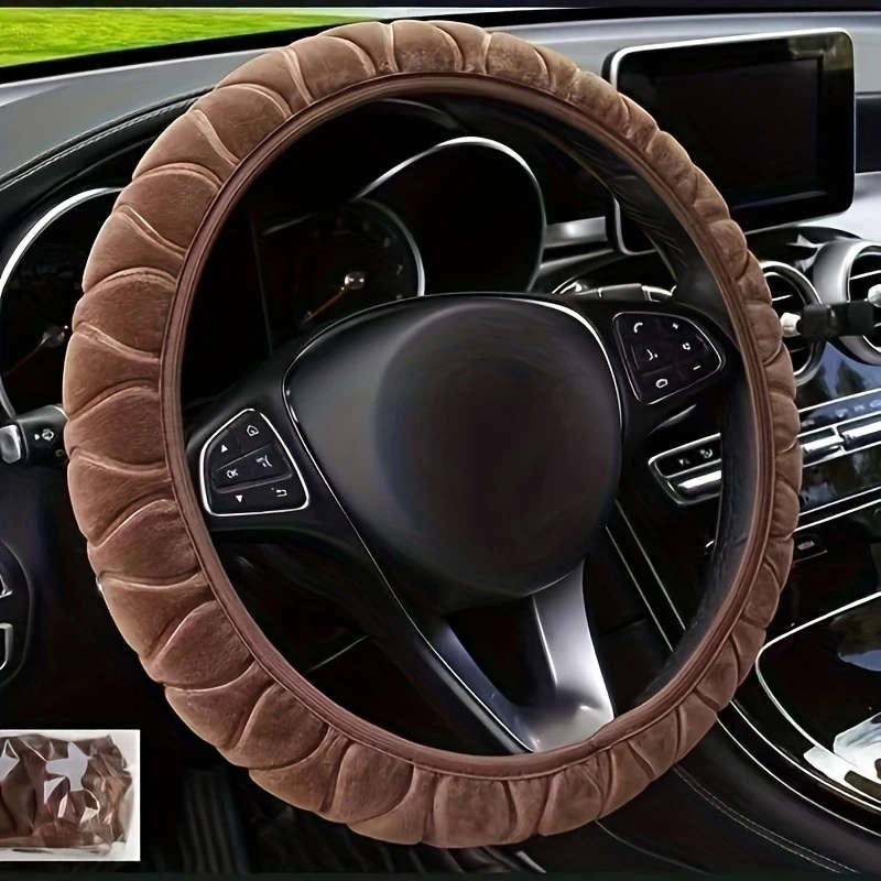 1pc Short Plush Steering Wheel Cover Without Inner Ring for Cars Suitable for Car Interiors Warm for