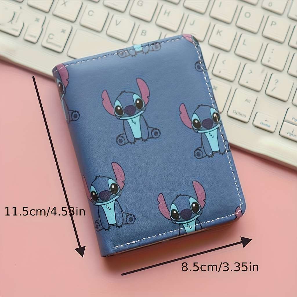 Authorized Disney Stitch Unisex Wallet Cute Cartoon Print Large Capacity Half-Fold Design