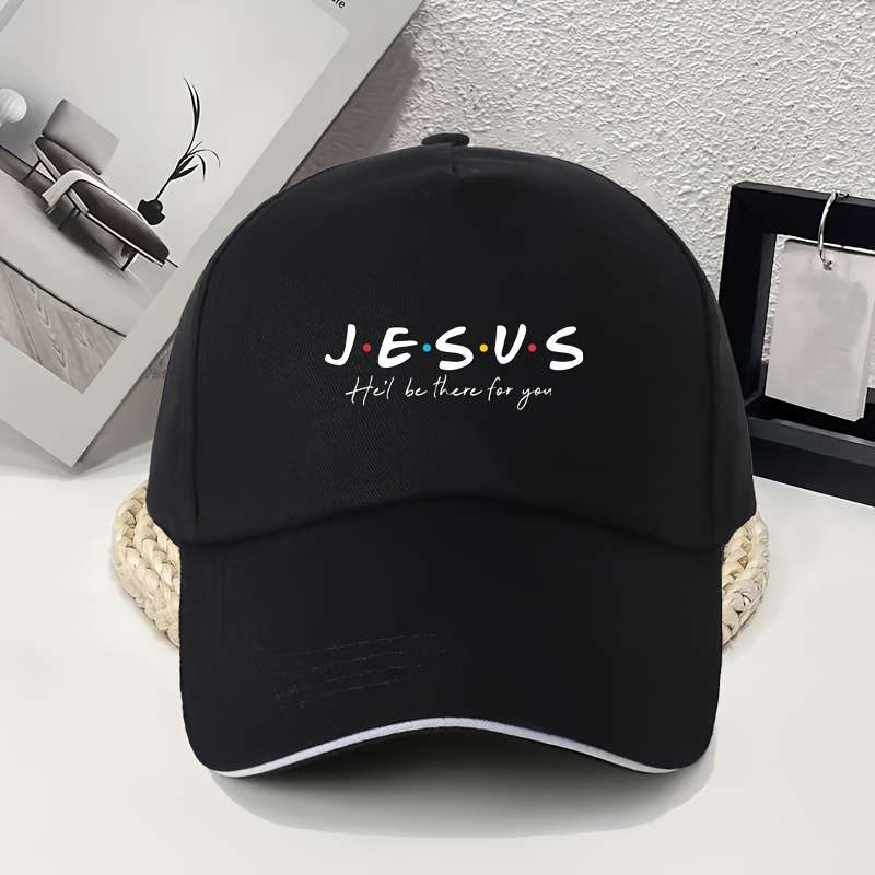 Adjustable Baseball Cap With 'Jesus' Print Lightweight Breathable Fabric Wide Brim
