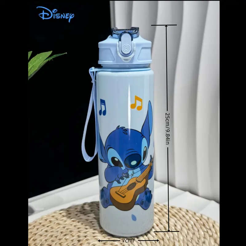 Cartoon Transparent Sports Water Bottle, Leakproof with Pop-Up Lid, Lightweight Rectangle Design