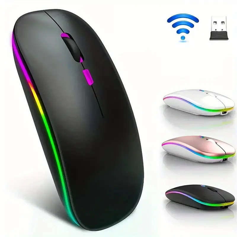 1pc Wireless Mouse Dual-Mode Mouse Rechargeable Mouse Comfortable Touch Ergonomic Design Gaming Mous